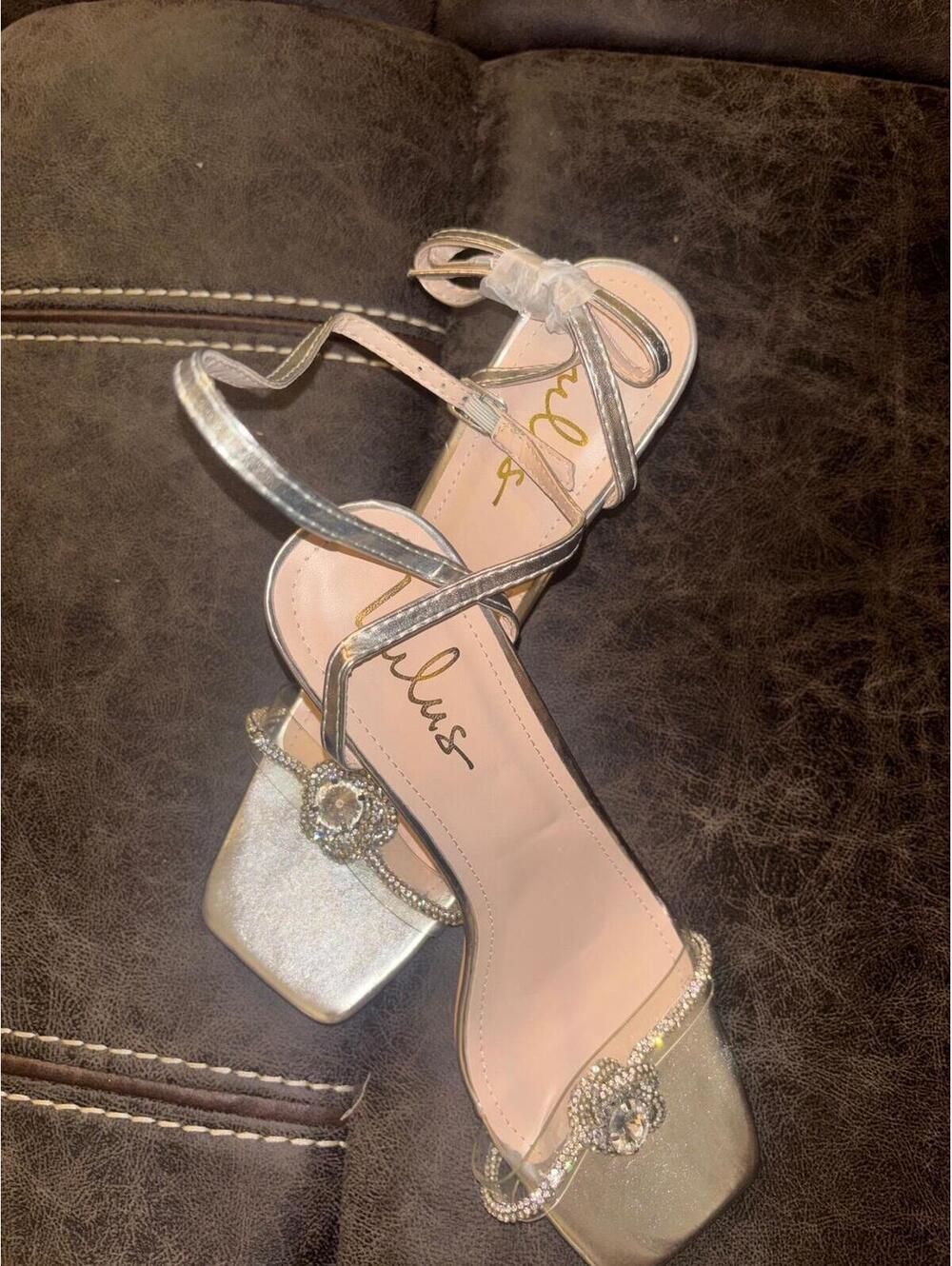 Lulus Silver Rhinestone Stiletto Heels Size 11 Formal Party Shoes - Picture 6 of 7